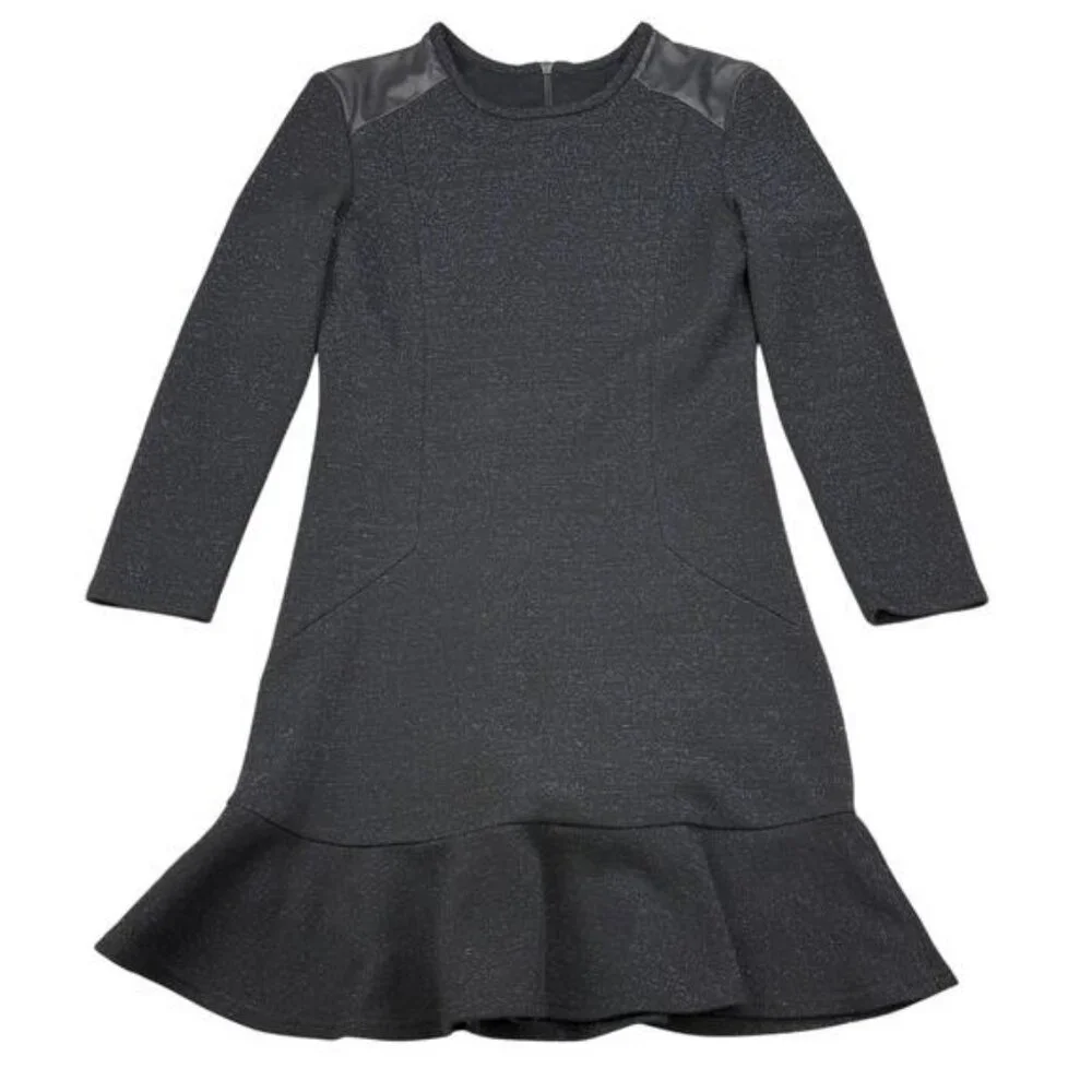 SANDRO Wool Blend Metallic Faux Leather Dress Size 6 - Picture 7 of 11